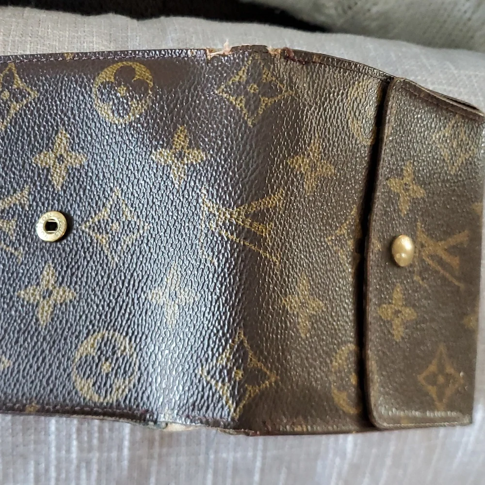 Louis Vuitton small monogram two way snap wallet brown tan luxury designer used - Picture 9 of 11
